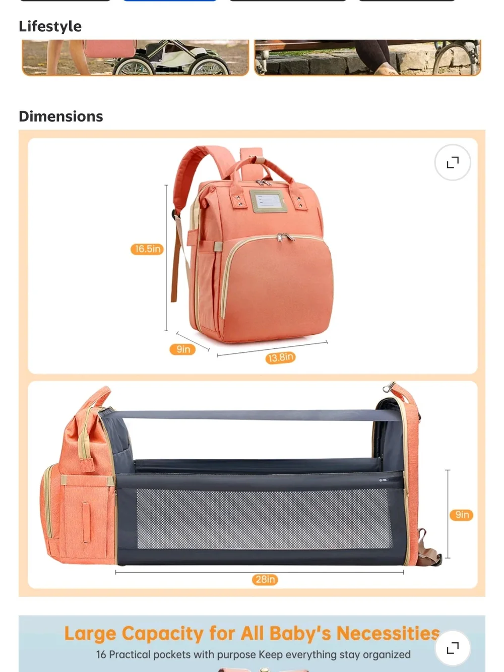 Coral Diaper Bag